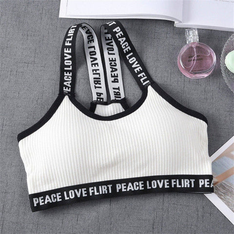 Sport Cropped Top Bra Push Up Running Yoga Bra Cotton Letters Sport Tops For Women Gym Wear Solid Fitness Bra Women Sportswear