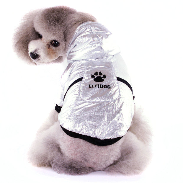 Sport Sliver Pet Dog Jacket Clothing Warm Cool Fashion Puppy Winter Cotton Padded Down Coat Wear