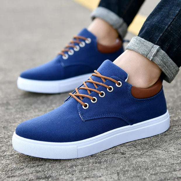 Men Shoes Canvas Sneakers Flats Lace up Leisure Loafers Rubber Sole Non Slip Sneakers