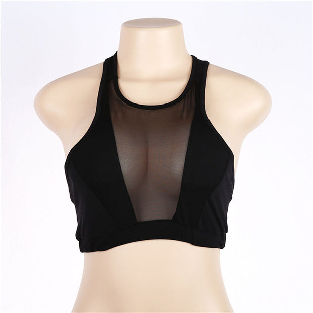 Black Mesh Yoga Shirt Sport Top Fitness Brassiere Workout Sportswear Active Wear Women Fitness Tank Top