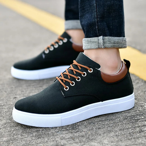 Men Shoes Canvas Sneakers Flats Lace up Leisure Loafers Rubber Sole Non Slip Sneakers